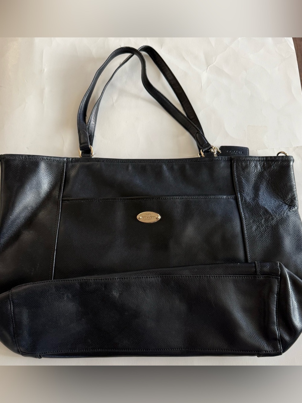 Coach Black Leather Tote Bag